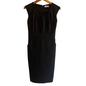 Calvin Klein Black Sheath Dress Cap Sleeve Business Work Office Size Small